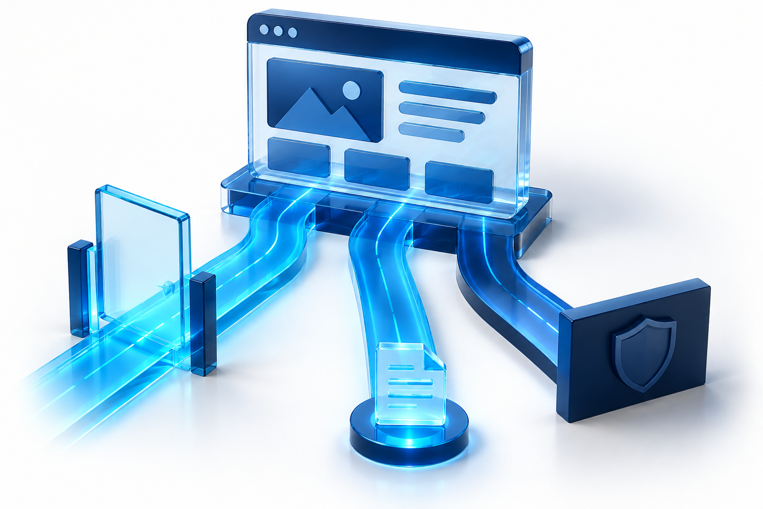 Abstract website access gates illustrating separate controls for public discovery and restricted content.