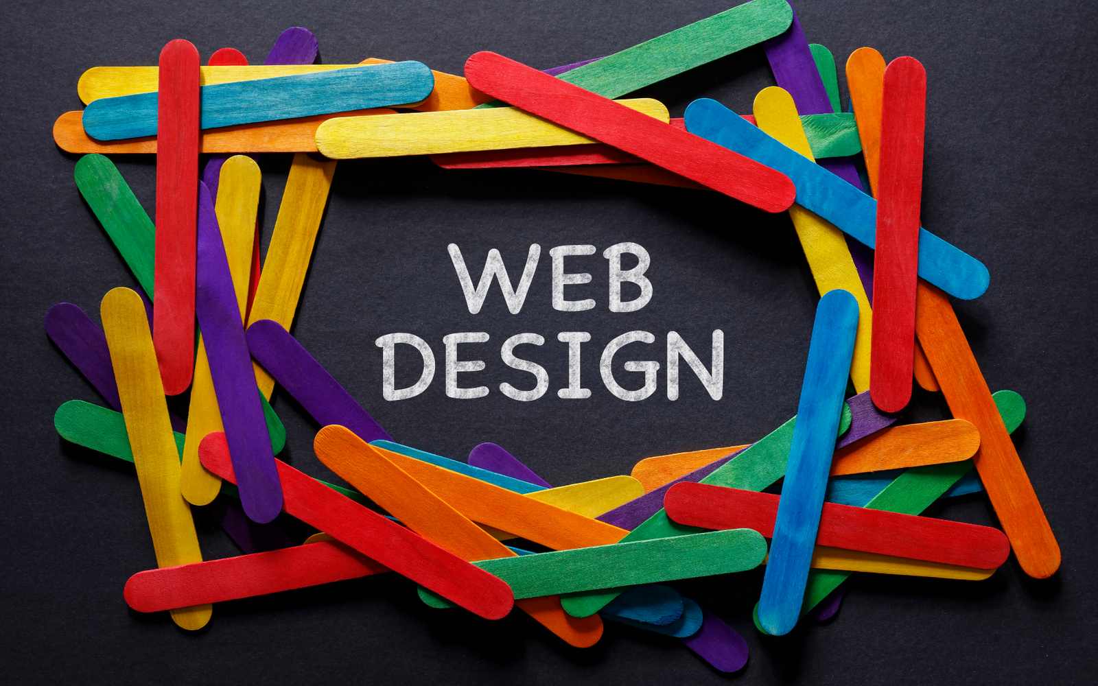 Colorful sticks frame web design.