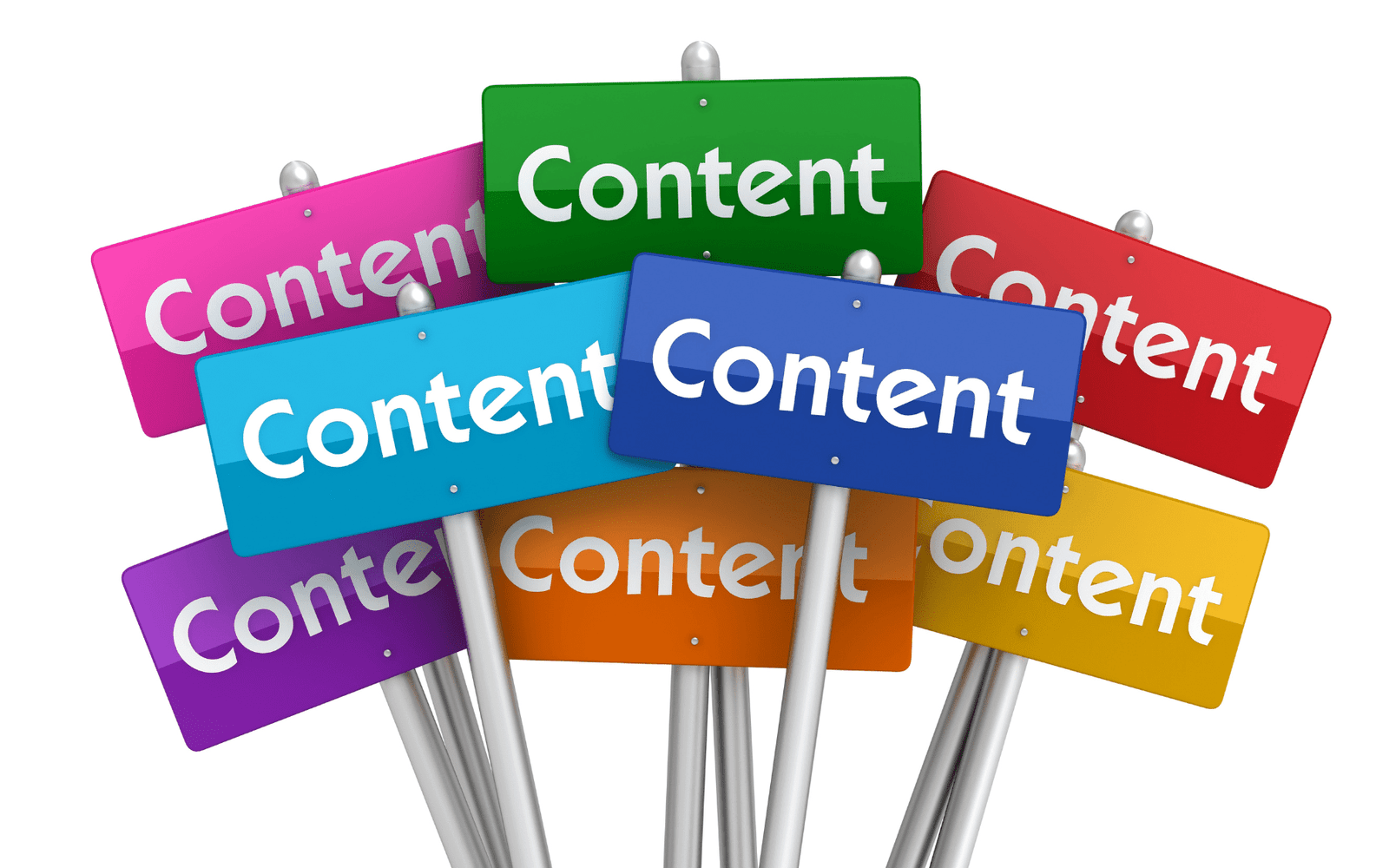 Colorful content signs everywhere.