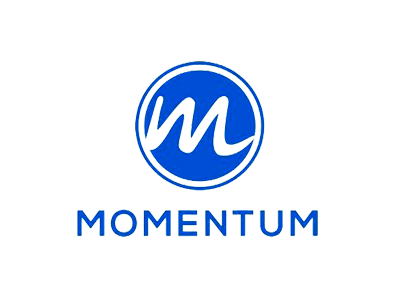 Momentum logo: stylized M in circle.